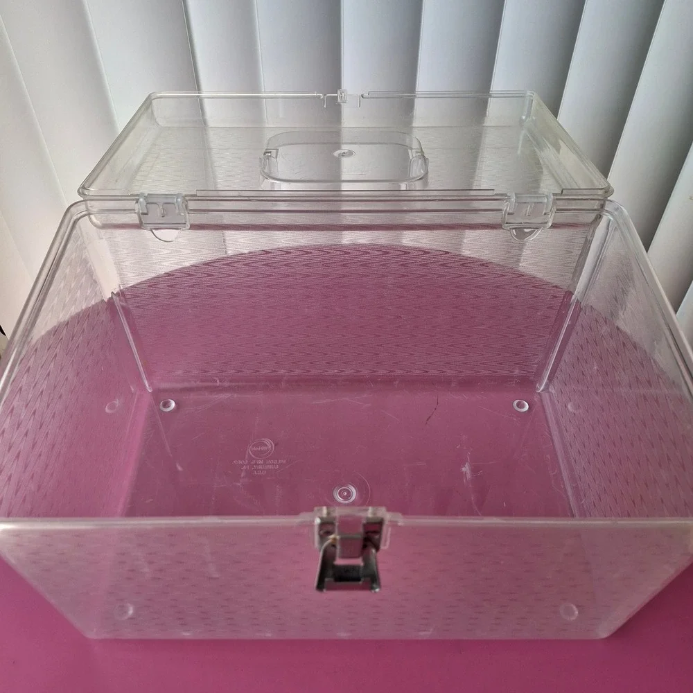 Wil-Hold Vintage Clear Plastic Sewing Box Craft Organizer 2 Removeable Trays